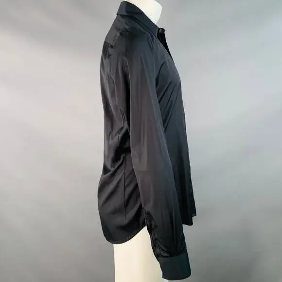 DIRK SCHONBERGER Size 38 Black Cotton Slim Fit Hidden Buttons Long Sleeve Shirt